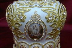 Μίτρα αρχιερατική βελούδο λευκό 2