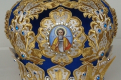 Μίτρα αρχιερατική βελούδο μπλε 2